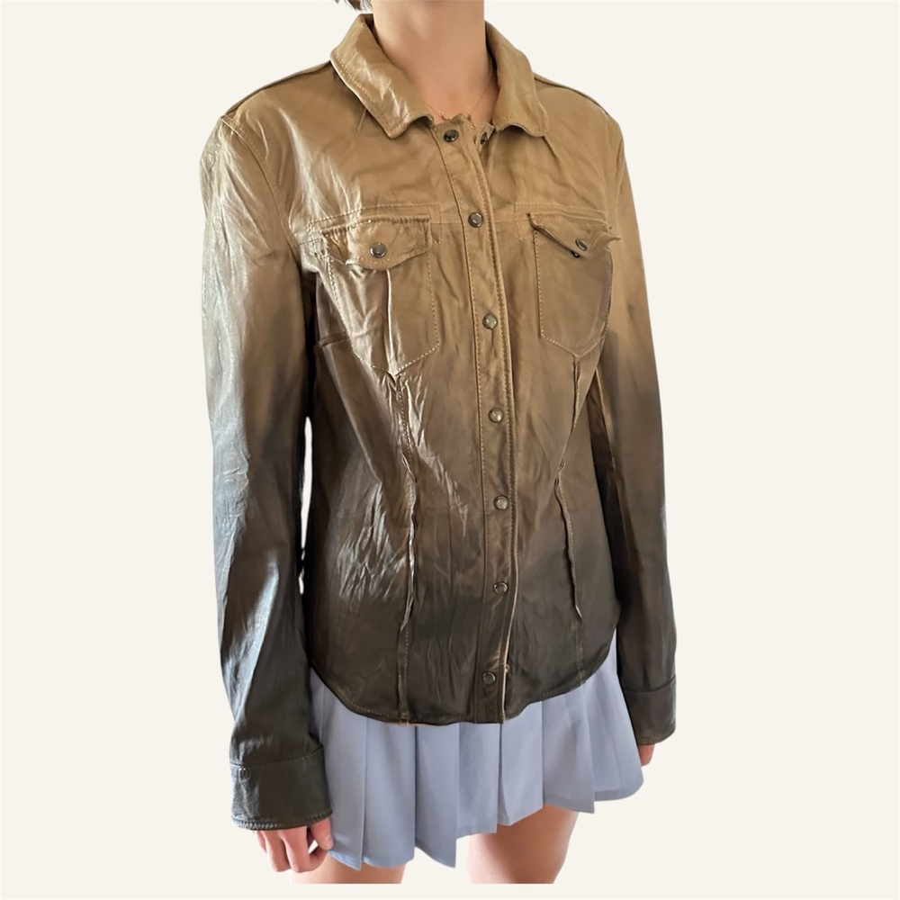 ALLSAINTS Brown Ombre Leather Shirt Jacket🌸 - Picture 1 of 13